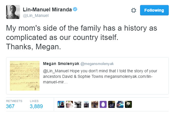 Lin-Manuel Miranda Towns tweet June 2016